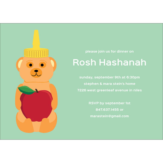Mint Honey Bear Rosh Hashanah Invitations